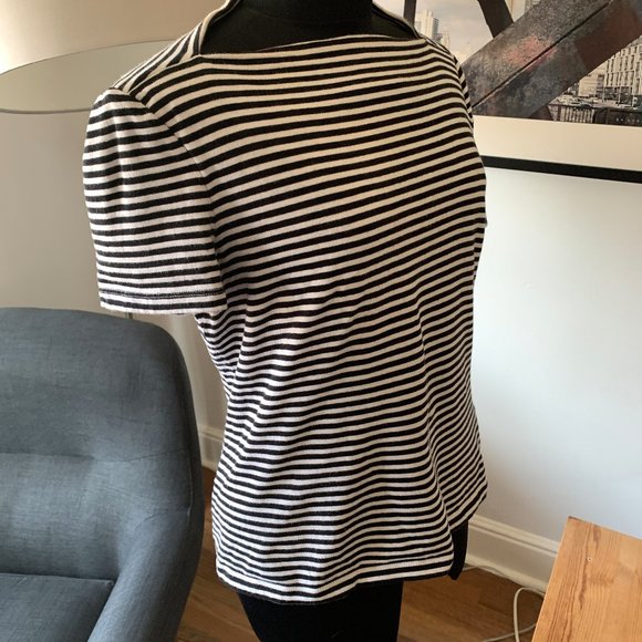 Classic Black and White Striped Women's Top - Picture 2 of 5
